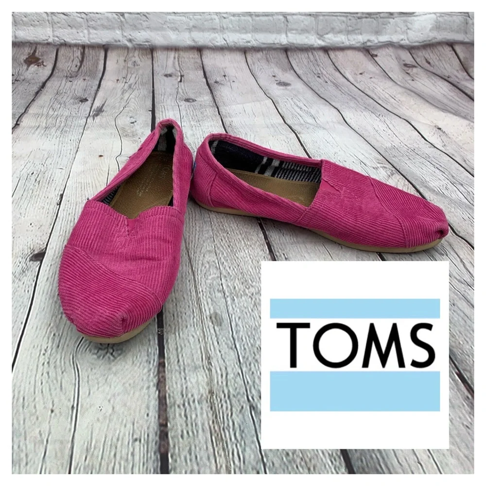 TOMS Women's Pink Corduroy Slip-On Loafer Flats Size 8